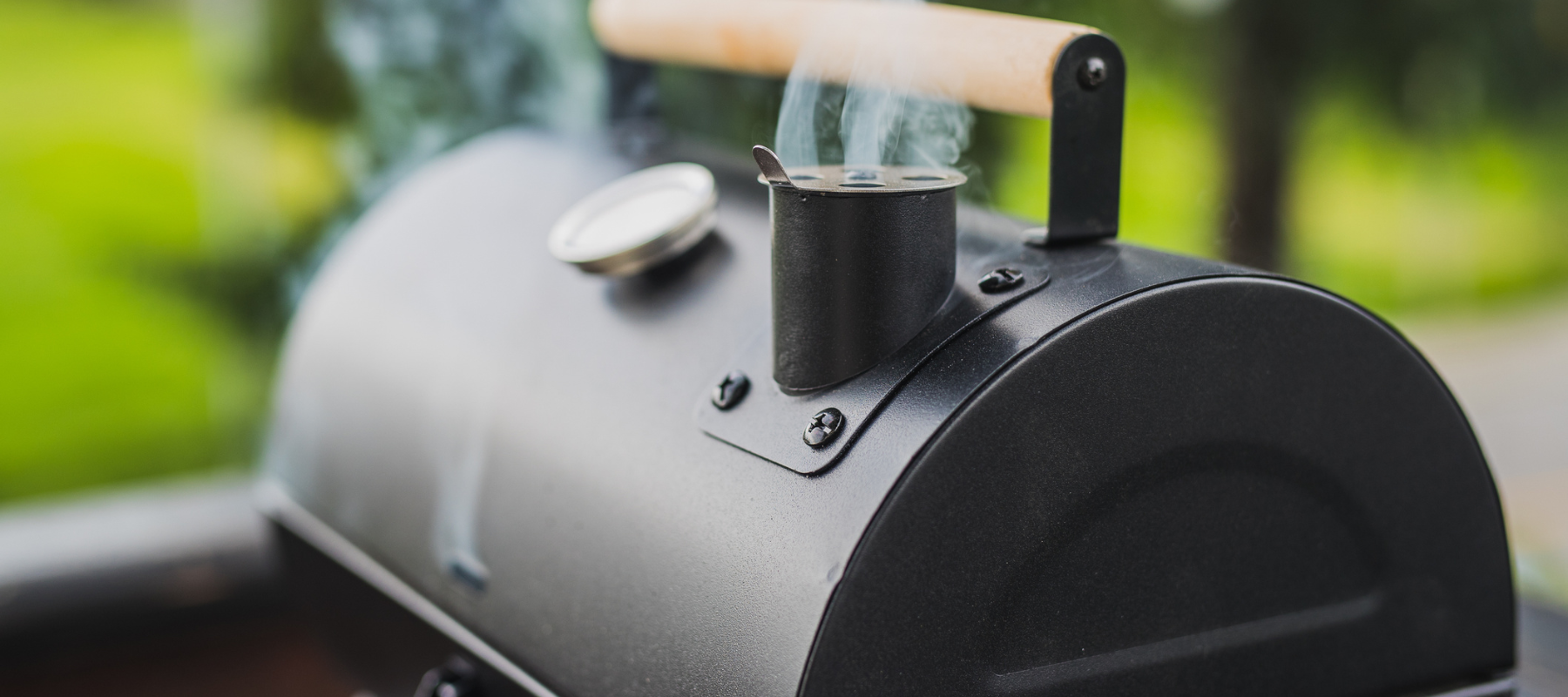 A close-up of a smoker grill.