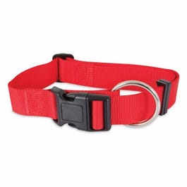 Nylon Dog Collar, Red, 1 x 24-In. 2 Ply